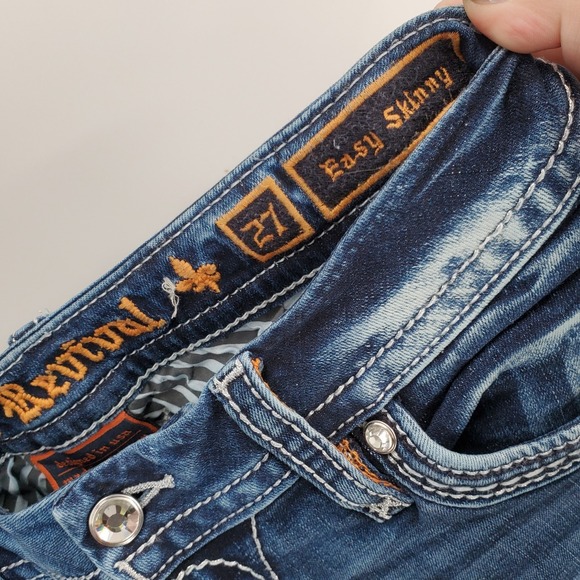 Rock Revival Rima Easy Skinny Jeans Denim Embellished Distressed Women's Size 27 - Picture 5 of 6